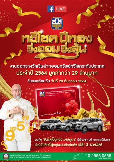 แจ้งเปลี่ยนสถานที่ออกรางวัลเงินฝากออมทรัพย์ทวีโชค ระดับประเทศ