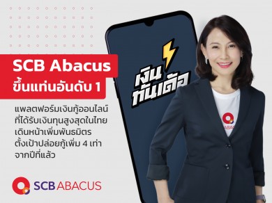 SCB Abacus ขึ้นอันดับ 1 เงินกู้ออนไลน์ได้รับเงินทุนสูงสุดในไทย เดินหน้าเพิ่มพันธมิตร ตั้งเป้าปล่อยกู้เพิ่ม 4 เท่า