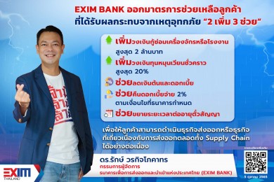 EXIM BANK ออกมาตรการช่วยเหลือลูกค้าที่ได้รับผลกระทบจากอุทกภัย