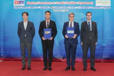 EXIM BANK สนับสนุนสินเชื่อโครงการลงทุนติดตั้งดูแลระบบโซลาร์เซลล์แก่กลุ่มบริษัท กรีนเยลโล่