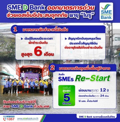 SME D Bank ช่วยเอสเอ็มอีประสบภัย ‘พายุโนรู’ พักชำระหนี้เงินต้น 6 เดือน ไม่ต้องจ่ายต้น 24 เดือน