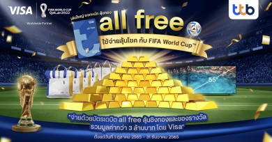 บัตรเดบิต ออลล์ฟรี มอบโชครับ FIFA World Cup™ รวมมูลค่ากว่า 3 ล้านบาท