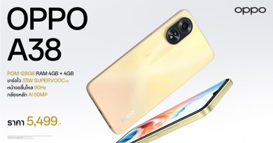 OPPO A38 มาพร้อม ROM 128GB ในราคาสุดคุ้มเพียง 5,499 บาท