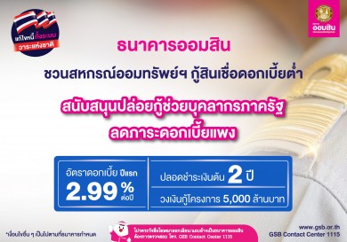 ออมสิน ชวนสหกรณ์ออมทรัพย์ฯ กู้สินเชื่อดอกเบี้ยต่ำ