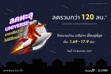 ‘อารียา พรอพเพอร์ตี้’ ส่งโปรฯ จัดหนักส่งท้ายปี! ‘ลดทะลุ UNIVERSE’ มอบส่วนลดรวมกว่า 120 ล้านบาท