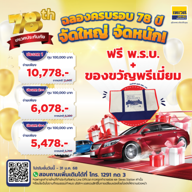 ‘เทเวศประกันภัย’ เปิดแคมเปญฉลองครบรอบ 78 ปี มอบสิทธิพิเศษตลอดเดือน ม.ค. 68
