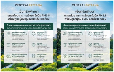 เซ็นทรัลพัฒนา ยกระดับ 6 มาตรการเชิงรุก รับมือฝุ่น PM2.5