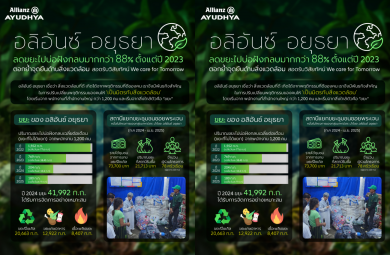 อลิอันซ์ อยุธยา บูรณาการสิ่งแวดล้อมสู่วัฒนธรรมองค์กรลดขยะฝังกลบ 88% เดินหน้าต่อสู่เป้าหมาย Zero Waste to Landfill