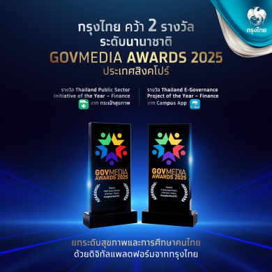 กรุงไทย คว้า 2 รางวัลนวัตกรรม จากเวที “GovMedia Awards 2025” สิงคโปร์