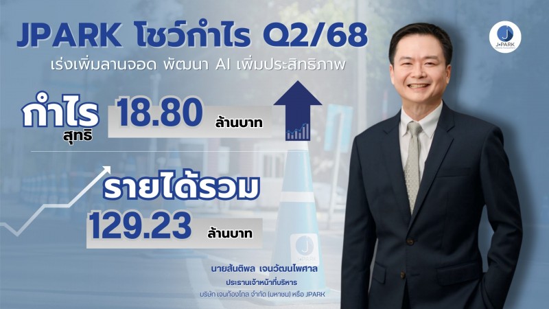 JPARK โชว์กำไร Q2 ที่ 18 ลบ. รายได้ 129 ลบ.เร่งเพิ่มลานจอด พัฒนา AI เพิ่มประสิทธิภาพ