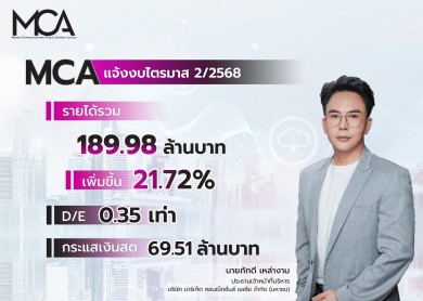MCA กวาดรายได้รวม Q2 แตะ 189.98 ล้านบาท โต 21.72 % โชว์กระแสเงินสดเพียบ-D/E ต่ำ
