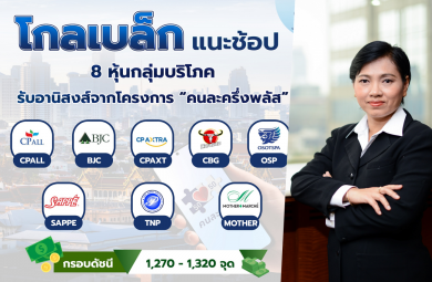 “โกลเบล็ก” แนะช้อป 8 หุ้นกลุ่มบริโภค รับอานิสงส์จากโครงการ “คนละครึ่งพลัส”
