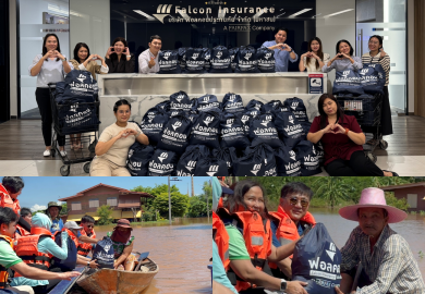 ฟอลคอนประกันภัย ลงพื้นที่-มอบถุงยังชีพ เดินหน้าช่วยผู้ประสบภัยน้ำท่วมในพื้นที่ จ.อยุธยา