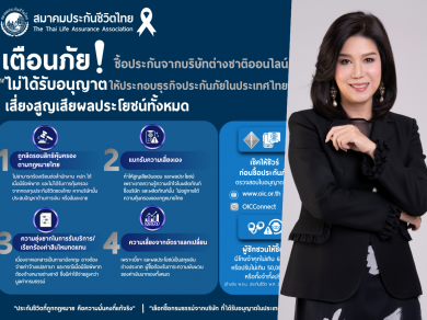 ส.ประกันชีวิตไทยเตือนซื้อประกันภัยออนไลน์จากบริษัทต่างชาติที่ไม่ได้รับอนุญาตเสี่ยงสูญเสียผลประโยชน์ทั้งหมด ส.ประกันชีวิตไทยเตือนซื้อประกันภัยออนไลน์จากบริษัทต่างชาติที่ไม่ได้รับอนุญาตเสี่ยงสูญเสียผลประโยชน์ทั้งหมด