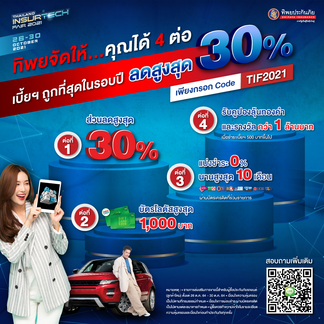 ทิพยประกันภัยจัดเต็ม โปรแรง เบี้ยประกันถูกที่สุดในรอบปี ในงาน Thailand InsurTech Fair 2021 