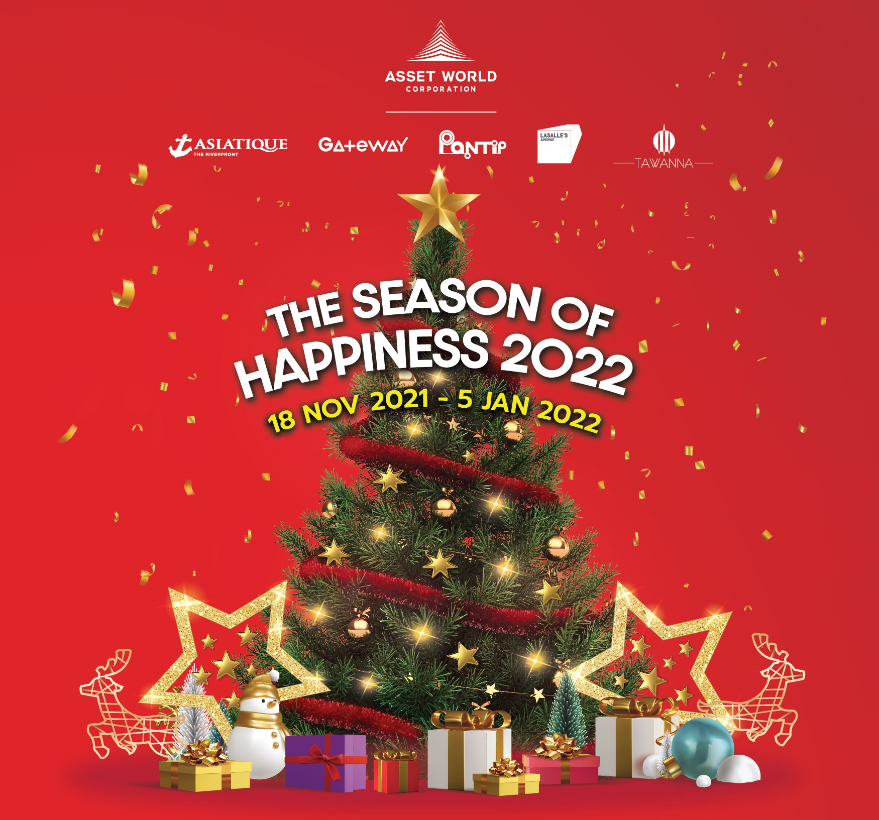 7 ศูนย์การค้าใหญ่ใจกลางเมืองของ AWC ร่วมส่งมอบความสุขส่งท้ายปี “The Season of Happiness 2022”