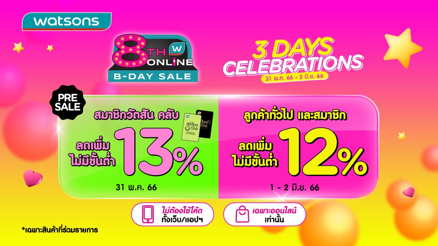 ฉลองครบรอบ 8 ปี วัตสัน ออนไลน์เปิด ‘นโย Buy หาสวย’ จัดสินค้าลดสูงสุดกว่า 70%