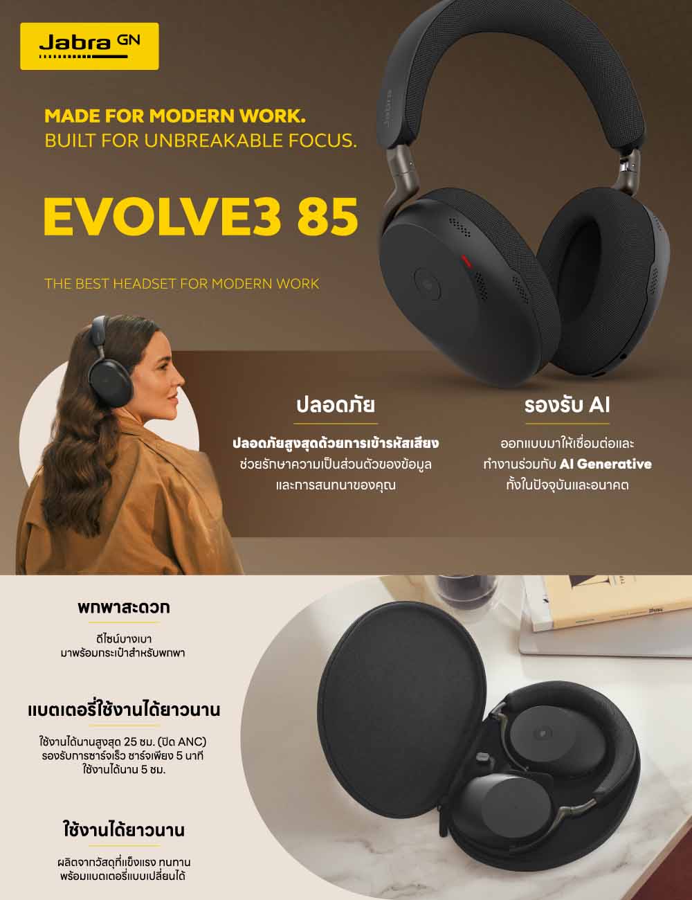 อาร์ทีบีฯ เปิดตัว Jabra Evolve3 85 และ Evolve3 75 หูฟังไร้สายสำหรับประชุมออนไลน์สุดไฮเทค ยกระดับการสื่อสาร
